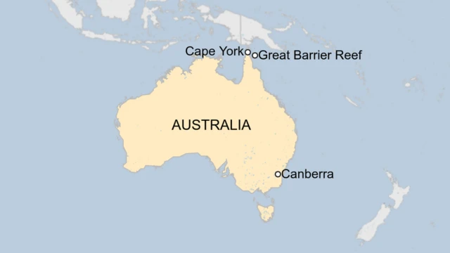 A map showing where the new reef was discovered