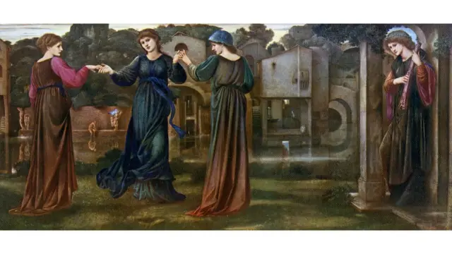 Lukisan The Mill, Girls Dancing to Music by a River, 1870.