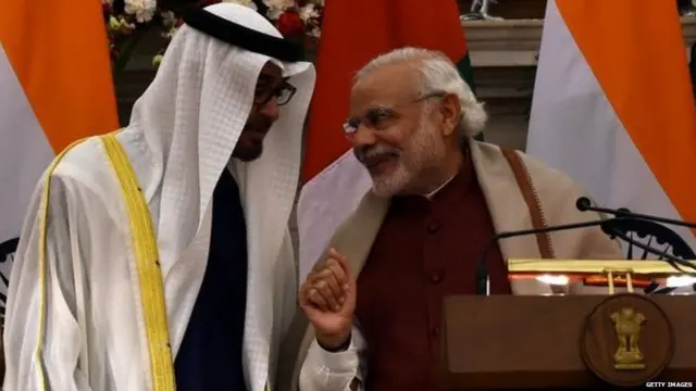 વડાપ્રધાન નરેન્દ્ર મોદી અને અબુધાબીના ક્રાઉન પ્રિન્સ