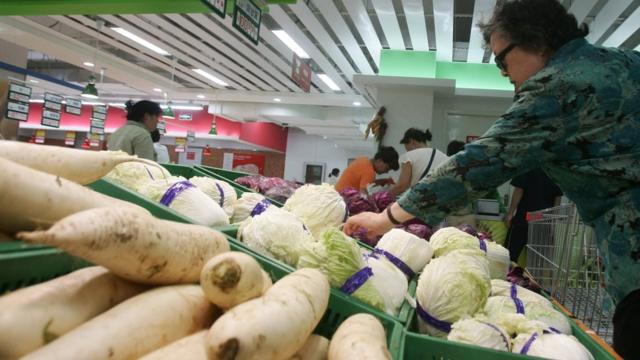 中国超市中的蔬菜