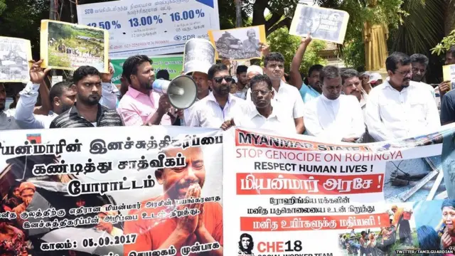 රෝහින්ග්යා ජනතාවට එරෙහි ප්රහාරවලට විරෝධය පාමින් මන්නාරමේ පැවති උද්ඝෝෂණයක්