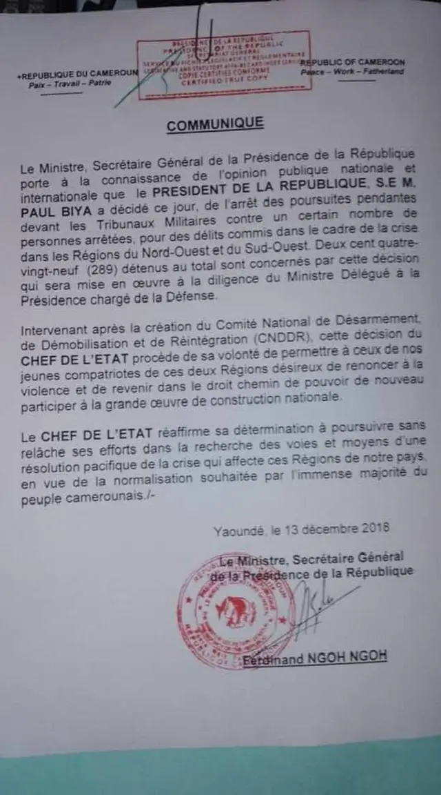 Biya letter