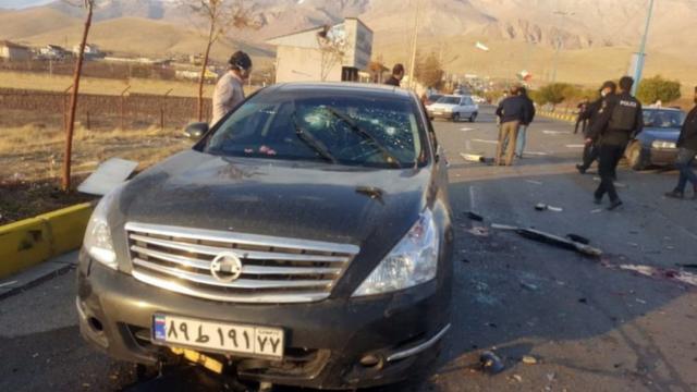 El auto en el que asesinaron a Mohsen Fakhrizadeh en noviembre de 2020.