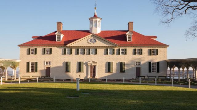 Mount Vernon, la residencia de los Washington en Virginia.
