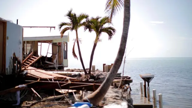 Una casa destruida en Plantation Key