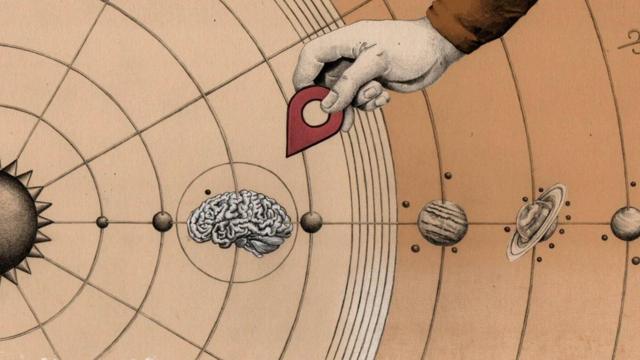Ilustração mostra cérebro em meio a planetas