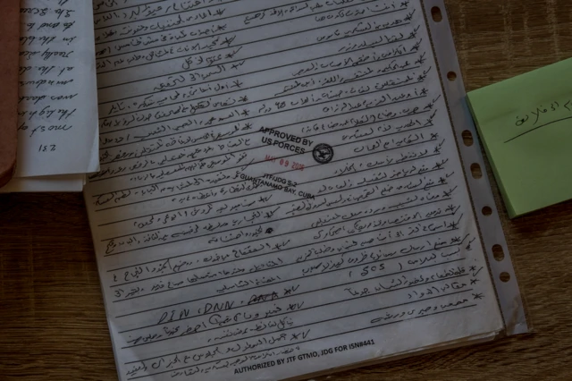 아데피 책의 목차. 관타나모 수용소는 아데피가 이 편지를 변호사에게 전달하는 걸 승인했다