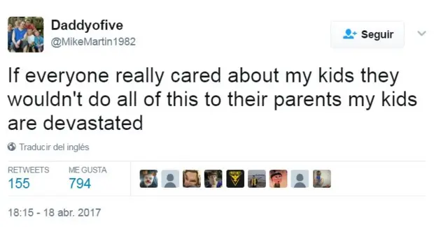 Mensaje de Mike Martin en Twitter