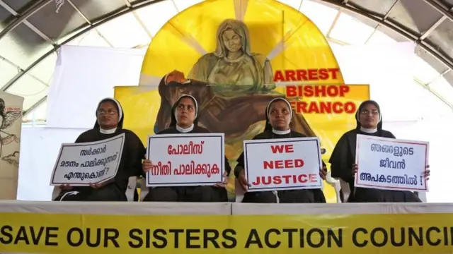 કેરળમાં વિરોધ પ્રદર્શિત કરી રહેલી ખ્રિસ્તી સાધ્વીઓ