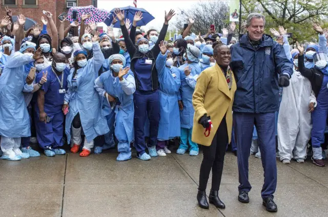 Mayor Bill De Blasio with wife Charlene McCray