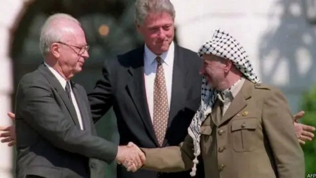 અરાફાત, બિલ ક્લિન્ટન અને ઈસરાયલી વડાપ્રધાન