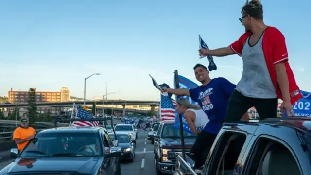 Portland'daki Trump taraftarları