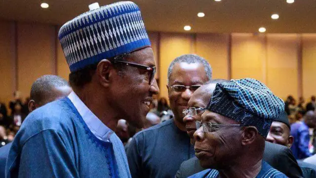 President Muhammadu Buhari (Left), Olusegun Obasanjo (right)
