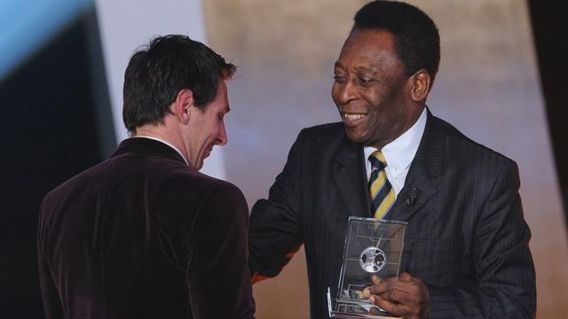 Messi y Pelé en Zúrich durante la gala del Balón de Oro de 2012