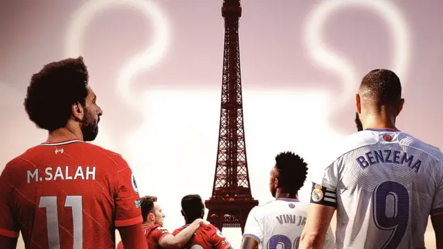 Graphic for the 2022 Champions League final between Liverpool and Real Madrid