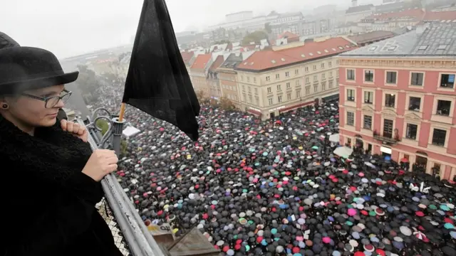 Varşova'daki eylemin yukarıda görüntüsü.