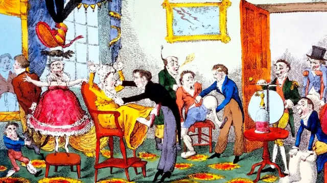 Электротерапию часто представляли чуть ли не как панацею - что и высмеивается в этой английской карикатуре