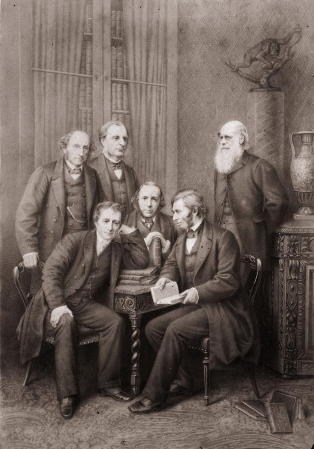 Herbert Spencer junto a otros pensadores