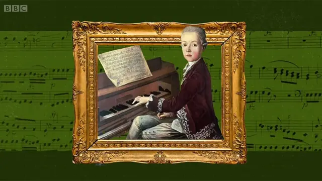 Mozart niño tocando piano
