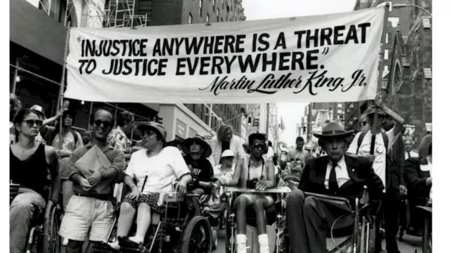 Judy Heumann during a protest in the late 70s