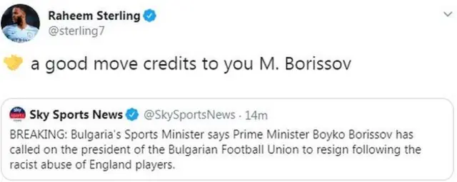 Raheem Sterling tweet