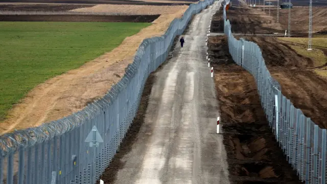Macaristan'ın göçmenleri engellemek için Sırbistan sınırına ördüğü dikenli teller