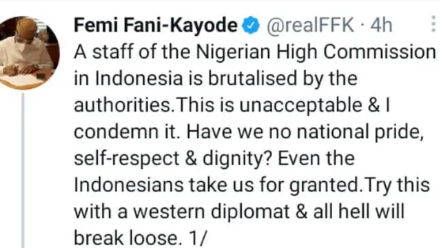 Indonesia Nigerian diplomat: Nigeria recall Ambassador for Jakarta diplomat attack