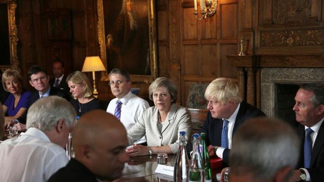 Theresa May y Boris Johnson en una reunión