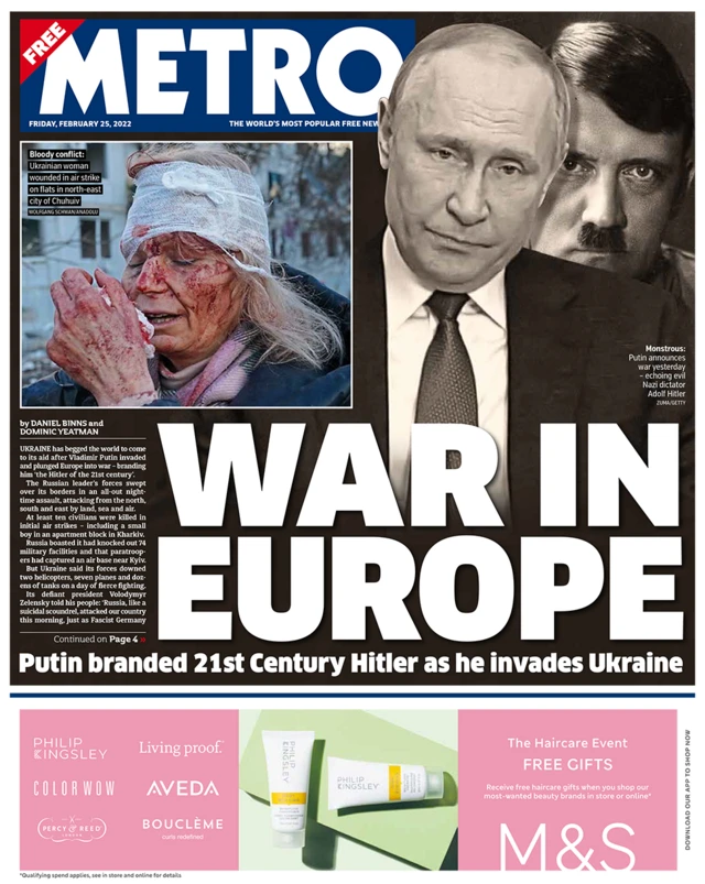 Metro front page