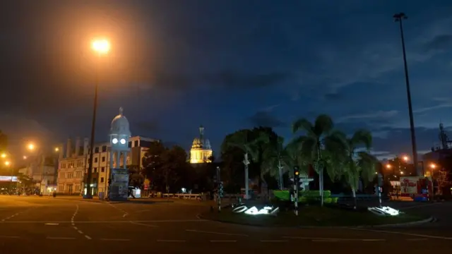 A general view of the empty streets after the Sri Lanka Police curfew