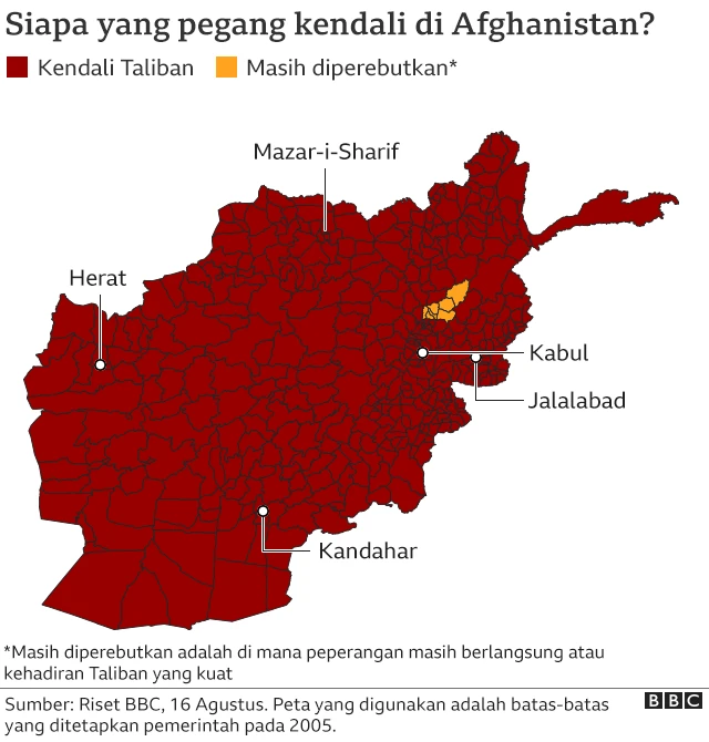 peta afghanistan dan kontrol Taliban
