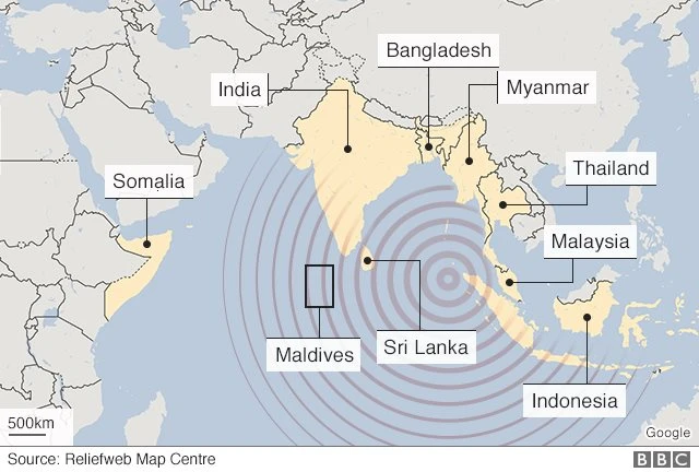 Map of 2004 tsunami