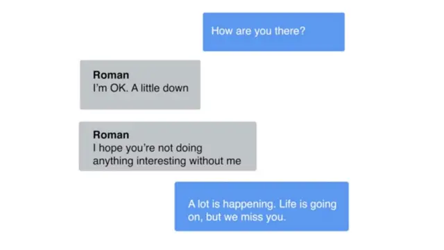 Conversación entre Eugenia Kuyda y su Replika de Roman Mazurenko.