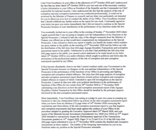 Martin Amidu resignation letter