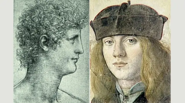 Đan Đakomo Kaprioti, poznat i kao Salai (levo) i Frančesko Melci (desno) bili su obojica asistenti Leonarda Da Vinčija