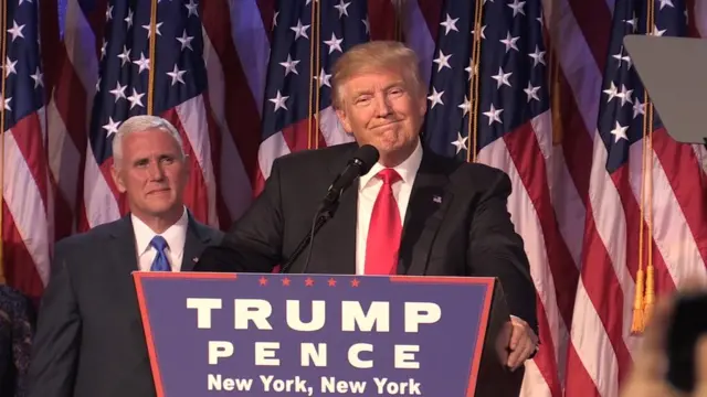Donald Trump en su discurso de victoria electoral