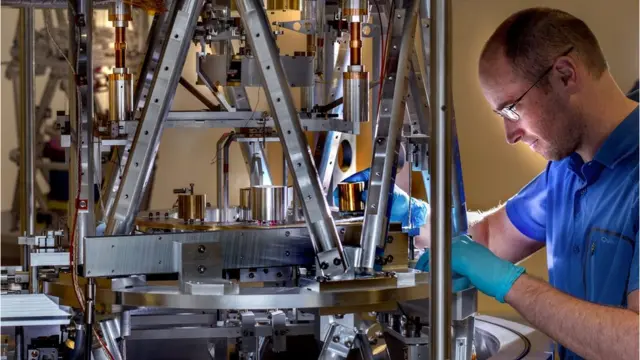 a scientist at work on the kibble balance
