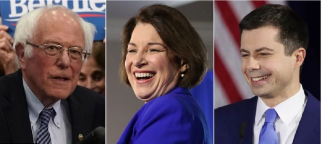 Bernie Sanders, Pete Buttigieg và Amy Klobuchar, ba người dẫn đầu ở tiểu bang New Hampshire