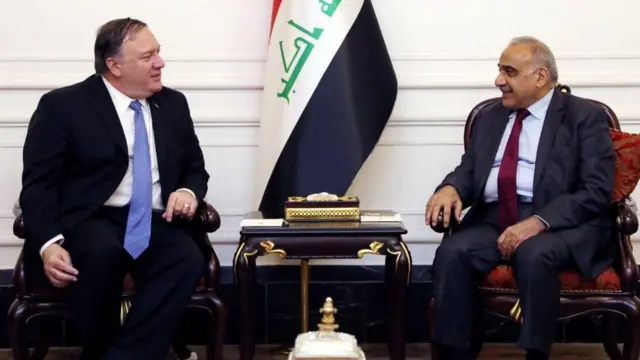 El secretario de Estado de EE.UU., Mike Pompeo, junto al primer ministro de Irak, Adel Abdel Mahdi.