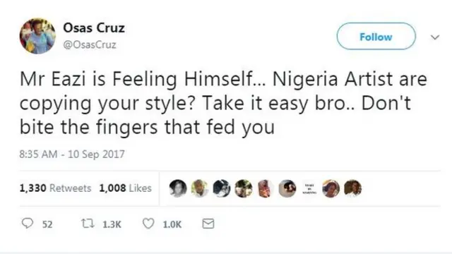Osas Cruz Twitter reaction