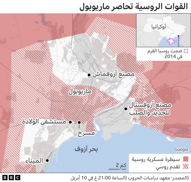 خريطة سيطرة القوات الروسية على ماريويول