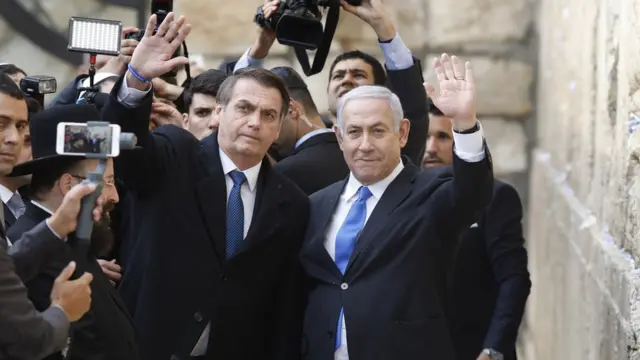 Bolsonaro e Netanyahu no Muro das Lamentações