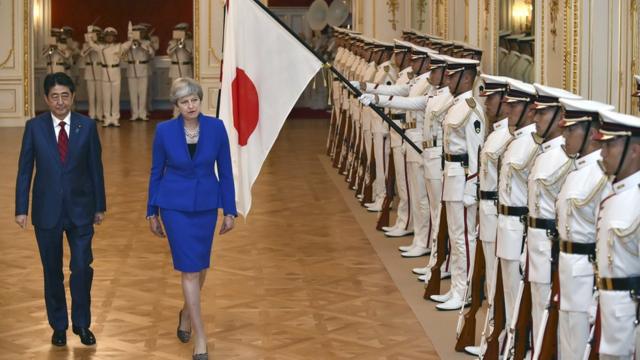 英国首相特里莎·梅和日本首相安倍晋三
