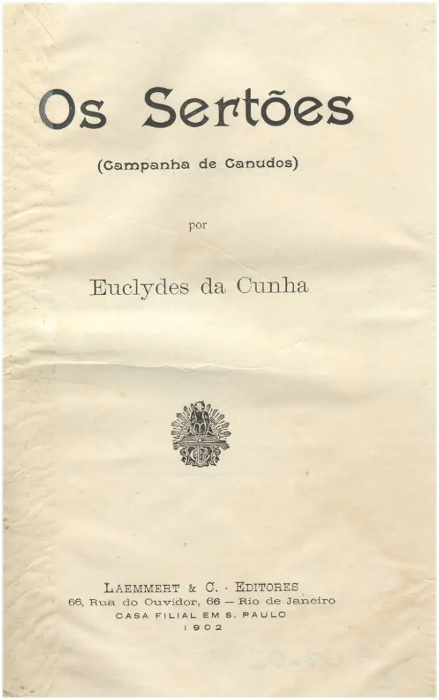 Reproduçãoheylink freebet 25+25capa da primeira edição do livro Os Sertões, 1902