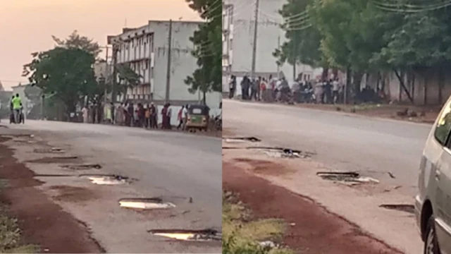 Foto of suspected thugs wey gather around NLC Secrtariat, Kaduna state