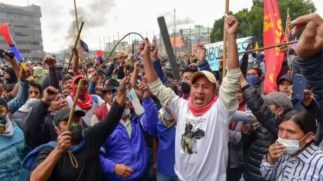 Manifestantes en Quito