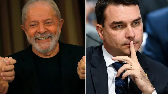 Montagem com Lula e Flávio Bolsonaro