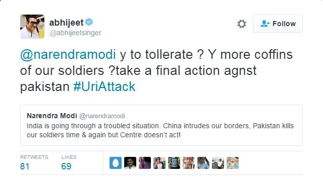 गायक अभीजीत का ट्वीट