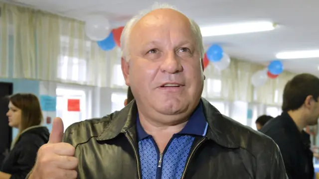 ABAKAN, RUSSIA - SEPTEMBER 9, 2018: Viktor Zimin, head of the Republic of Khakassia, at a polling station on Single Voting Day. Russia elects the heads of 26 regions, members of the legislative assemblies of 17 regions and 7 State Duma members. Alexander Kolbasov/TASS (Photo by Alexander Kolbasov\TASS via Getty Images)