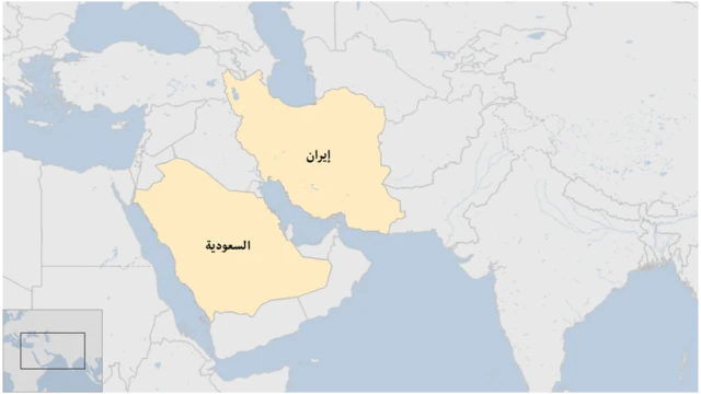 خارطة لجمهورية إيران الإسلامية والمملكة العربية السعودية